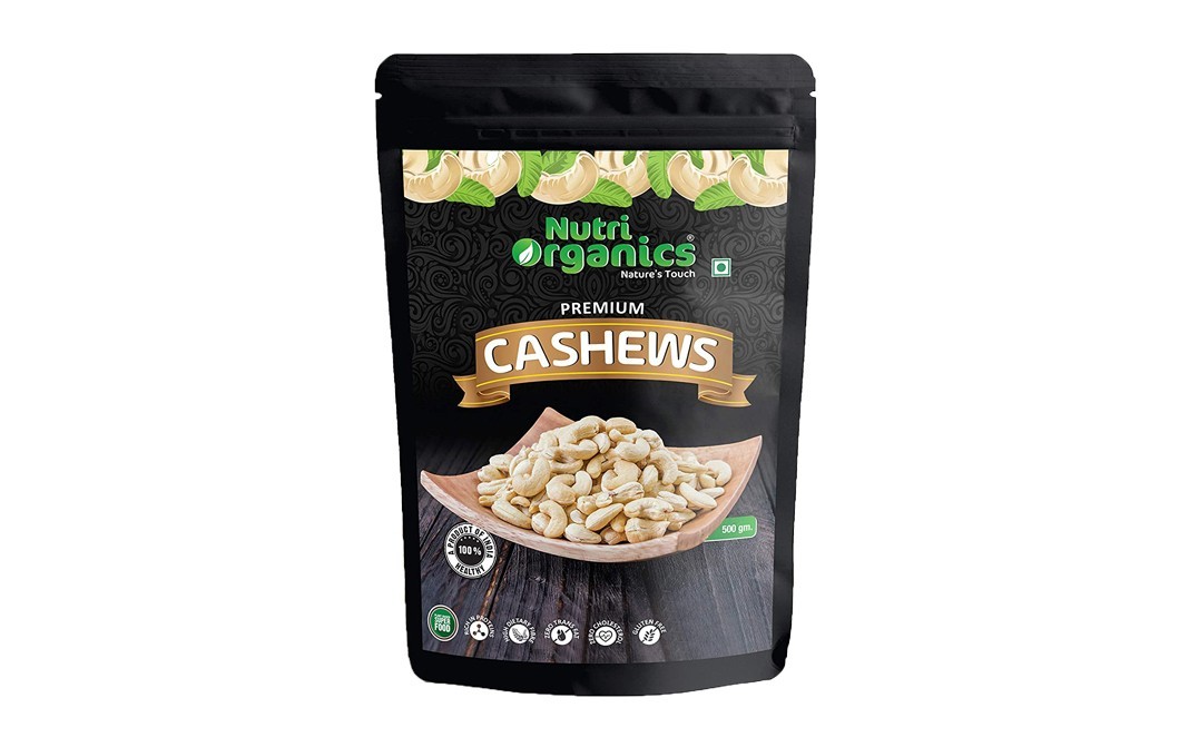 Nutri Organics Premium Cashews    Pack  500 grams